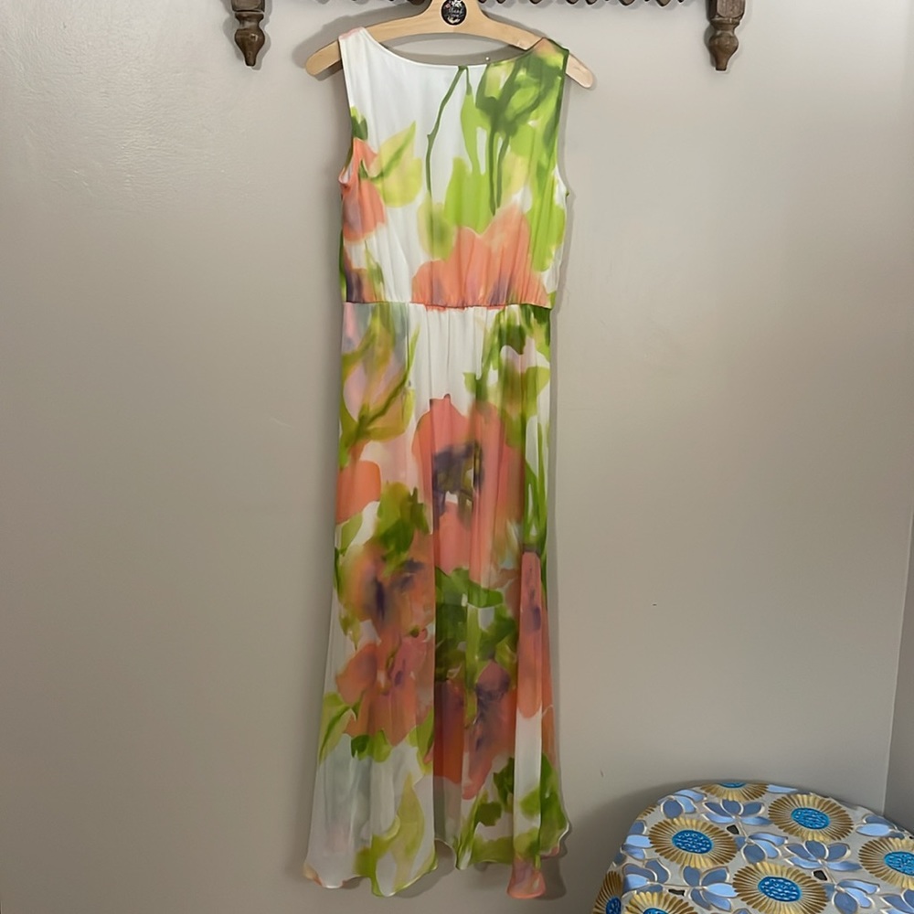 Calvin Klein White Maxi Dress with Pink and Green Floral Print - Picture 7 of 8